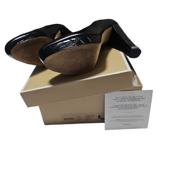 Michael Kors Black Leather Platform Pumps Classic High Heel Office Party Shoes 8 - Picture 10 of 11